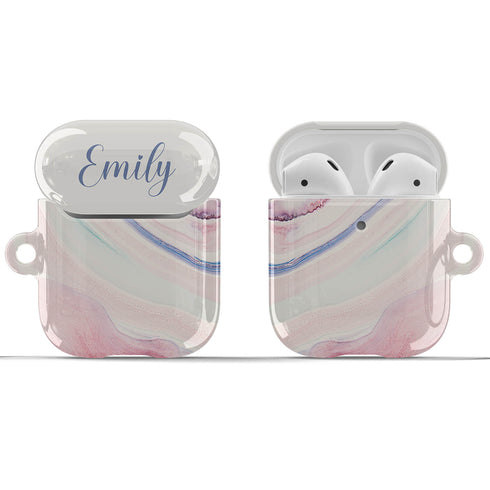 Nude Marble Custom Name AirPods Case